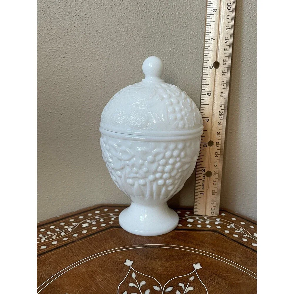 Vintage AVON Milk Glass Egg Shaped Covered Candy Dish